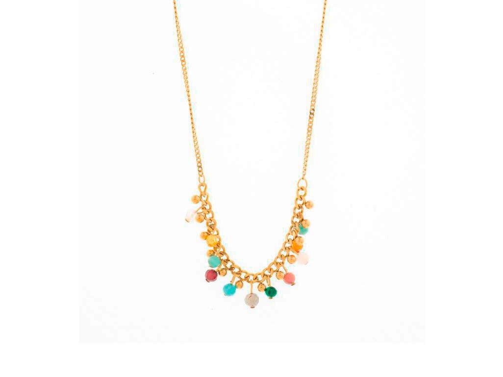 Collar acero piedras colores