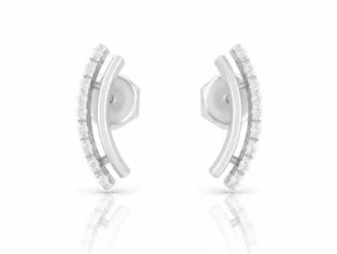 Pendientes curvos oro diamantes
