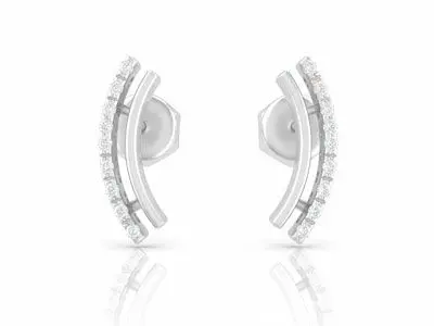 Pendientes curvos oro diamantes