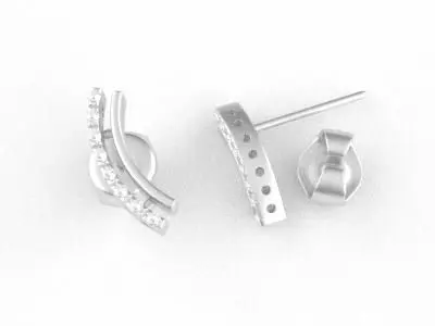 Pendientes curvos oro blanco 18 quilates con diamantes