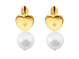 Pendientes perla corazón oro