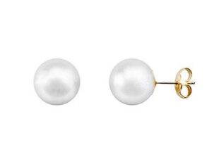 Pendientes perla esférica blanca