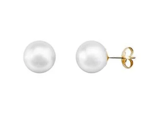 Pendientes perla esférica blanca