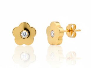 Pendientes oro flor circonita