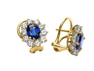 Pendientes rosetón diamantes zafiros