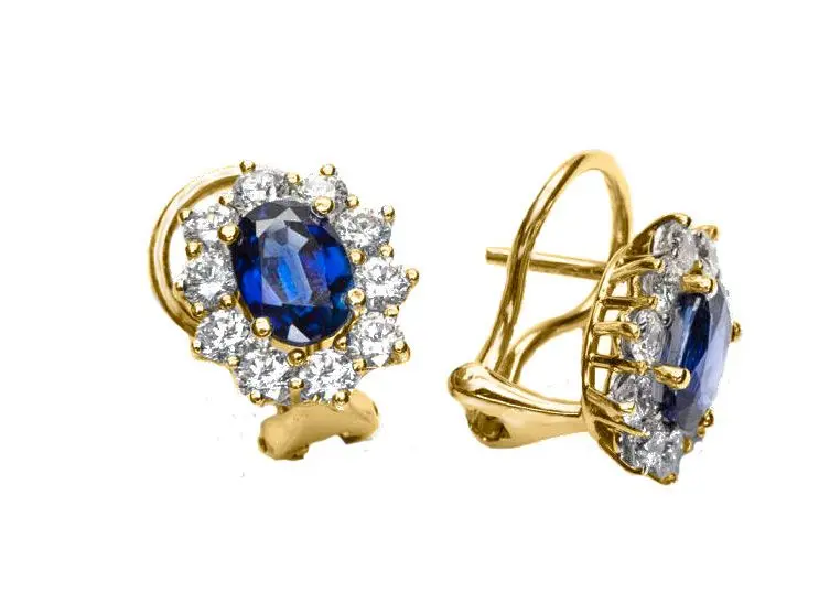 Pendientes rosetón diamantes zafiros