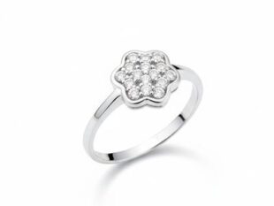 Anillo oro brillantes flor