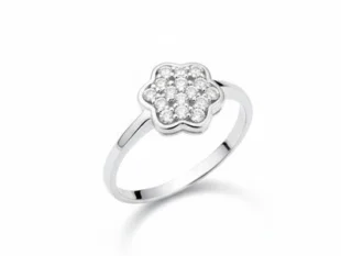 Anillo oro brillantes flor