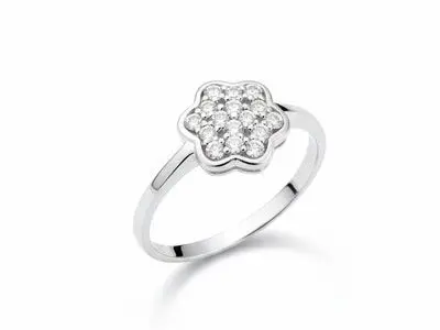 Anillo oro brillantes flor