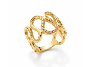 Anillo ondulado oro circonitas