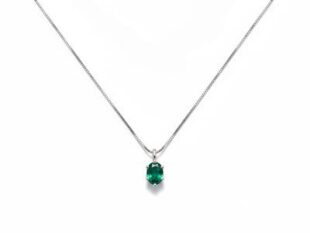 Cadena oro esmeralda oval