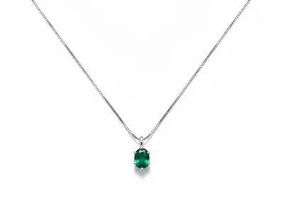 Cadena oro esmeralda oval