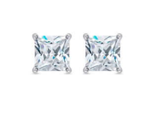 Pendientes plata piedra cuadrada