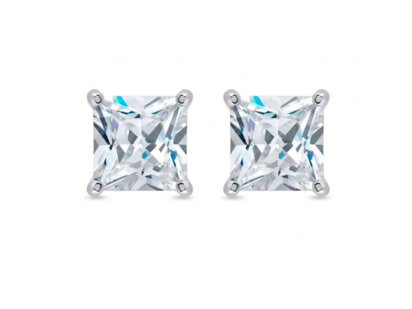 Pendientes plata piedra cuadrada