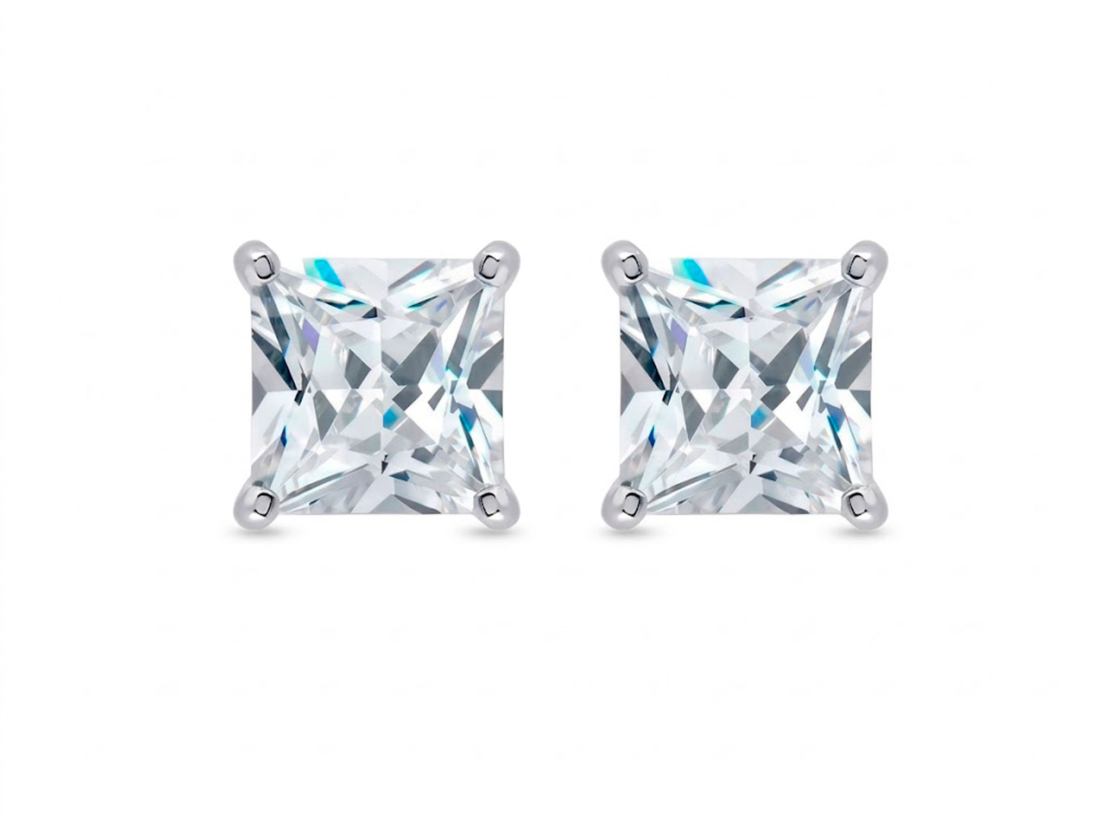 Pendientes plata piedra cuadrada