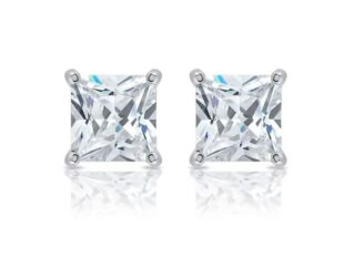 Pendientes plata piedra cuadrada