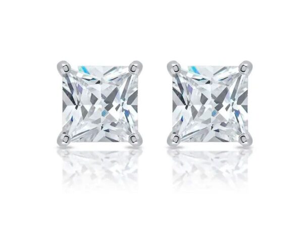 Pendientes plata piedra cuadrada
