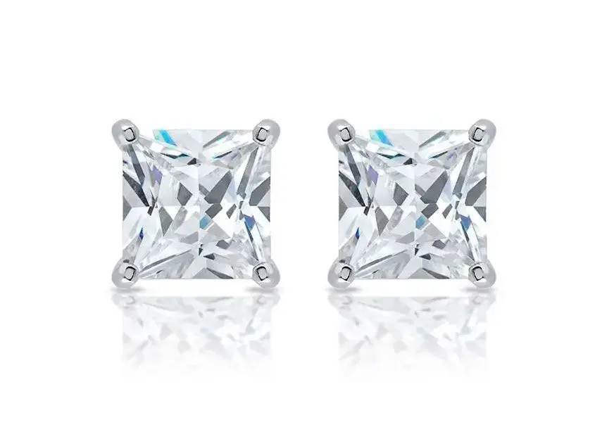 Pendientes plata piedra cuadrada