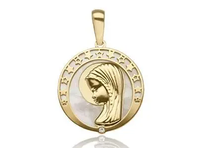 Medalla Virgen oro nácar