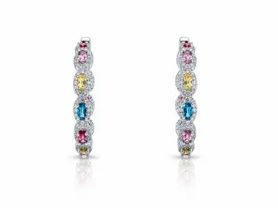 Aros plata piedras color