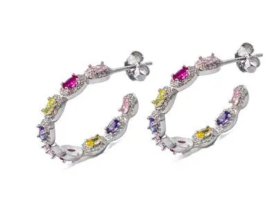 Aros plata piedras color