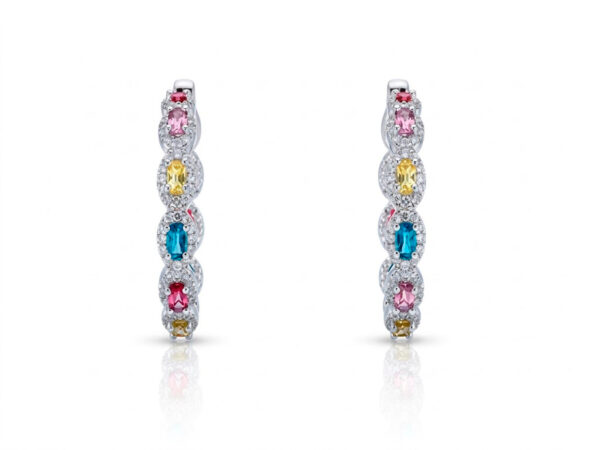 Aros plata piedras color