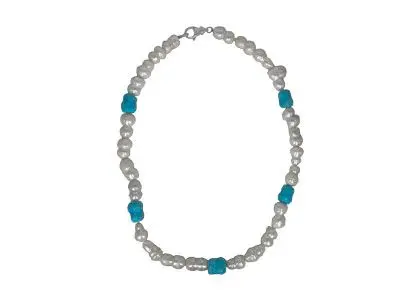 Collar perlas cultivadas barrocas y turquesas con cierre mosqueton