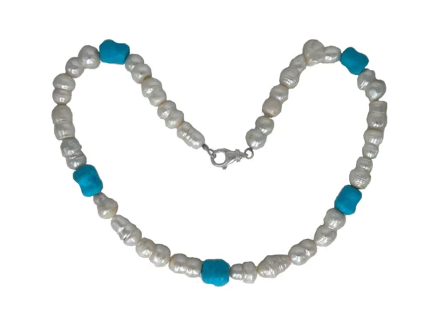 Collar perlas barrocas turquesas