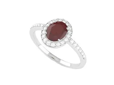 Anillo rosetón rubí brillantes