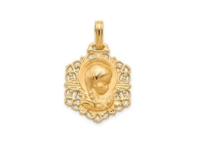 Medalla oro hexagonal virgen