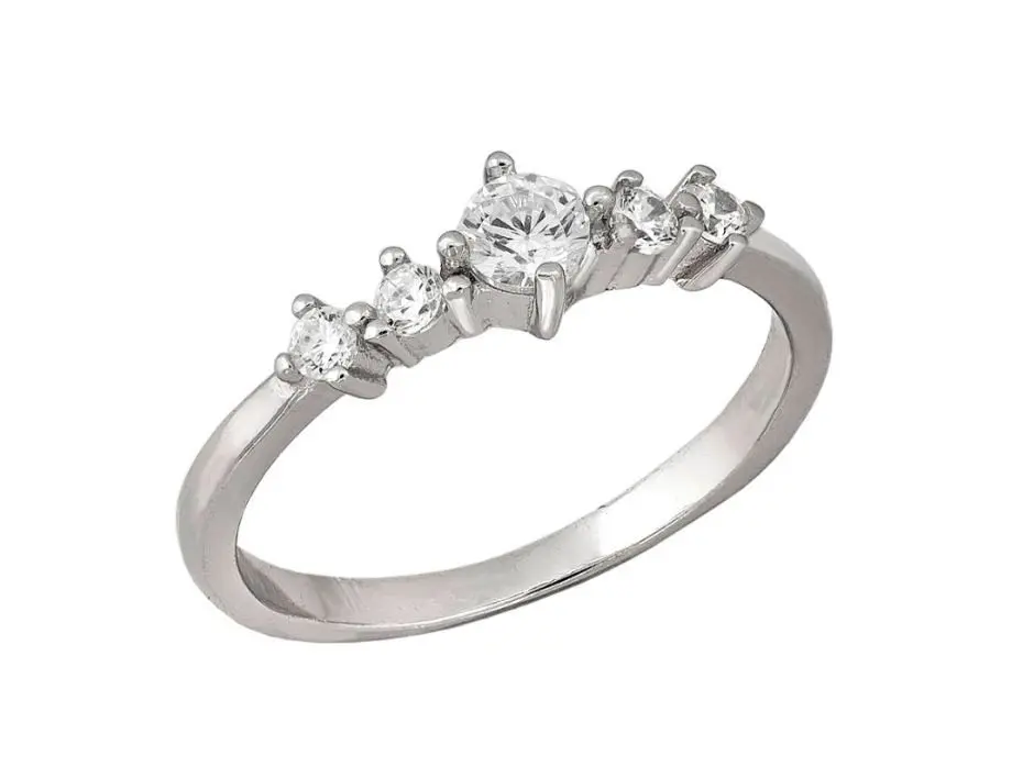 Anillo plata cinquillo circonitas