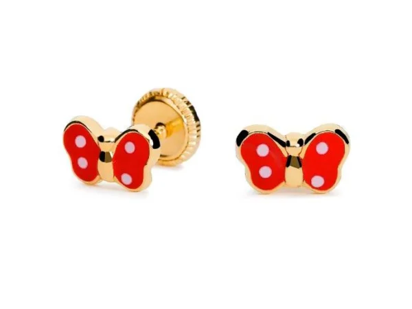 Pendientes oro mariposa rojo