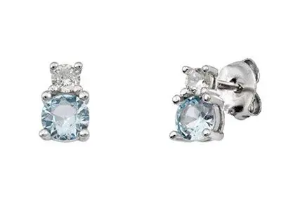 Pendientes doble piedra aguamarina