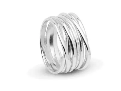 Anillo ancho plata hilos