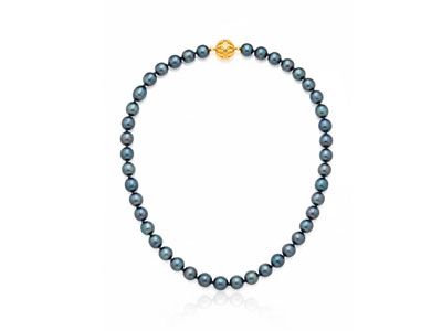 Collar perlas grises oro