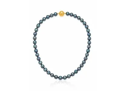 Collar perlas grises oro