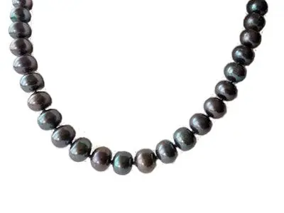 Collar perlas grises oro