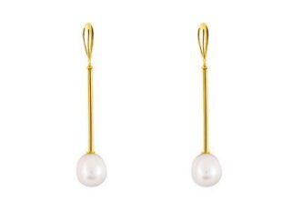 Pendientes largos chapada perla