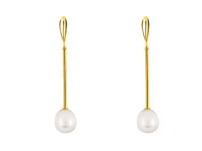 Pendientes largos chapada perla