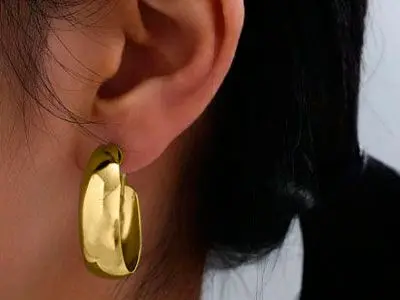 Aros plata dorada lisa anchos definición
