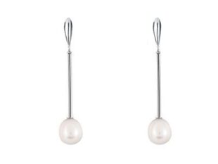 Pendientes largos pepita perla