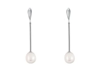 Pendientes largos pepita perla