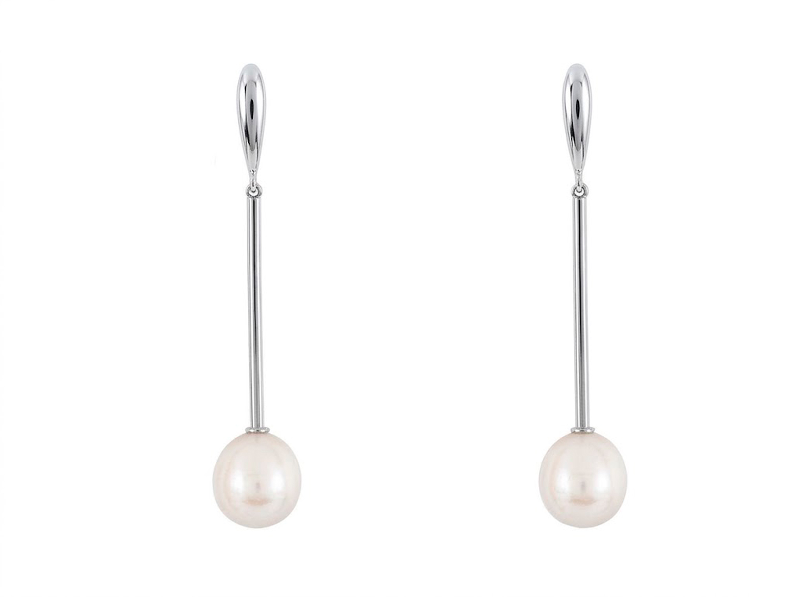 Pendientes largos pepita perla