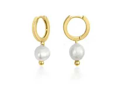 Aros chapados colgante perla