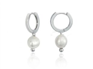 Aros plata colgante perla