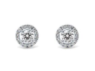 Pendientes plata Moissanita rosetón