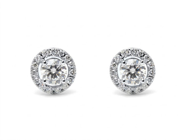 Pendientes plata Moissanita rosetón