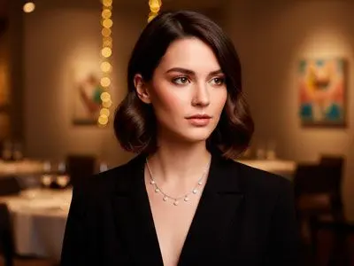 Collar corto de plata con cadena y chatones circonitas