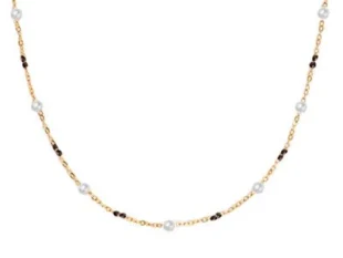 Collar chapado perlitas onix