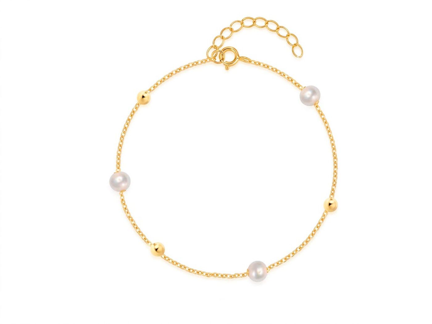 Pulsera plata chapada perlas